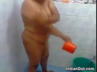 Big Indian Woman Washing Her Fat Body